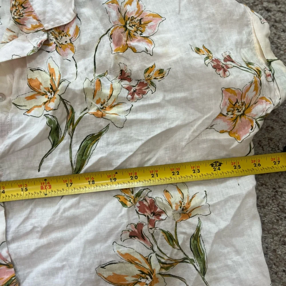 rachel roy linen top‎ Tropical Floral Boxy Shirt Relaxed Beach Resort Wear Large